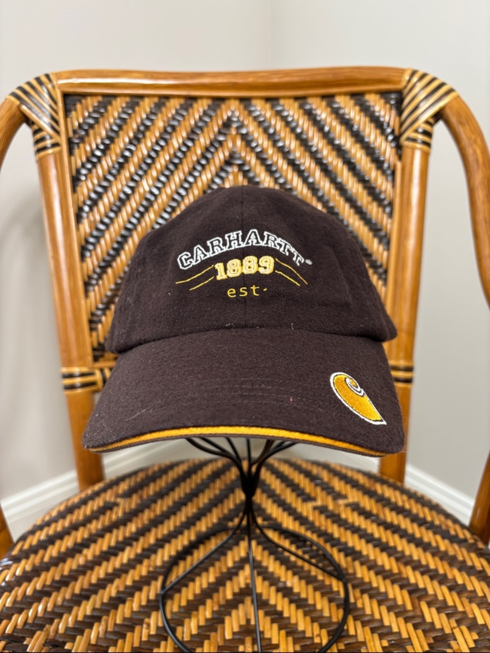 Vintage Carhartt Adjustable Strapback Hat Y2K Wool Blend